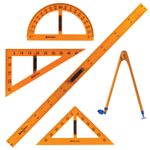 Набор чертежный для классной доски (2 треугольника, транспортир, циркуль, линейка 100 см), BRAUBERG, 210383