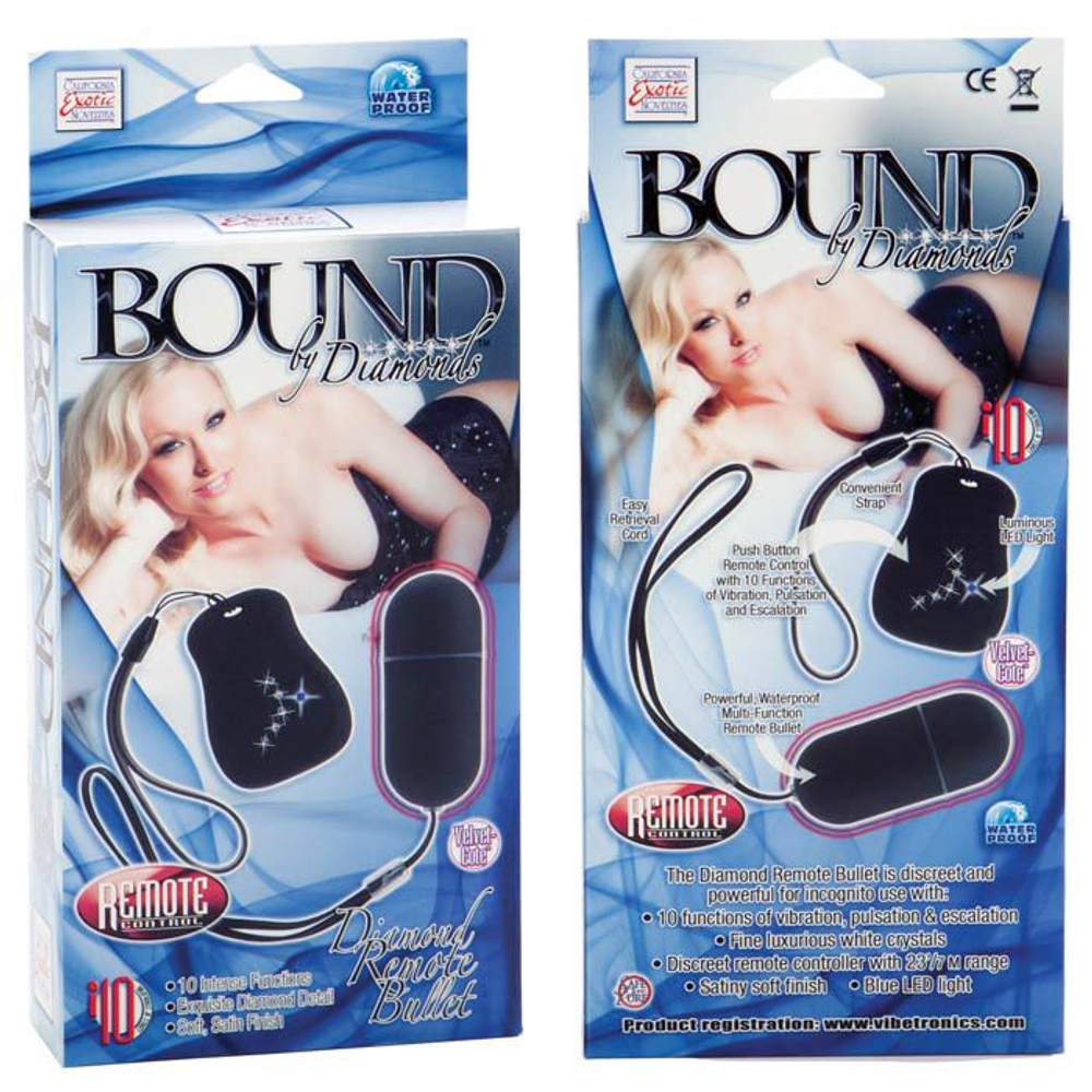 Чёрное виброяйцо на радиоуправлении BOUND BY DIAMONDS (Цвет: черный)