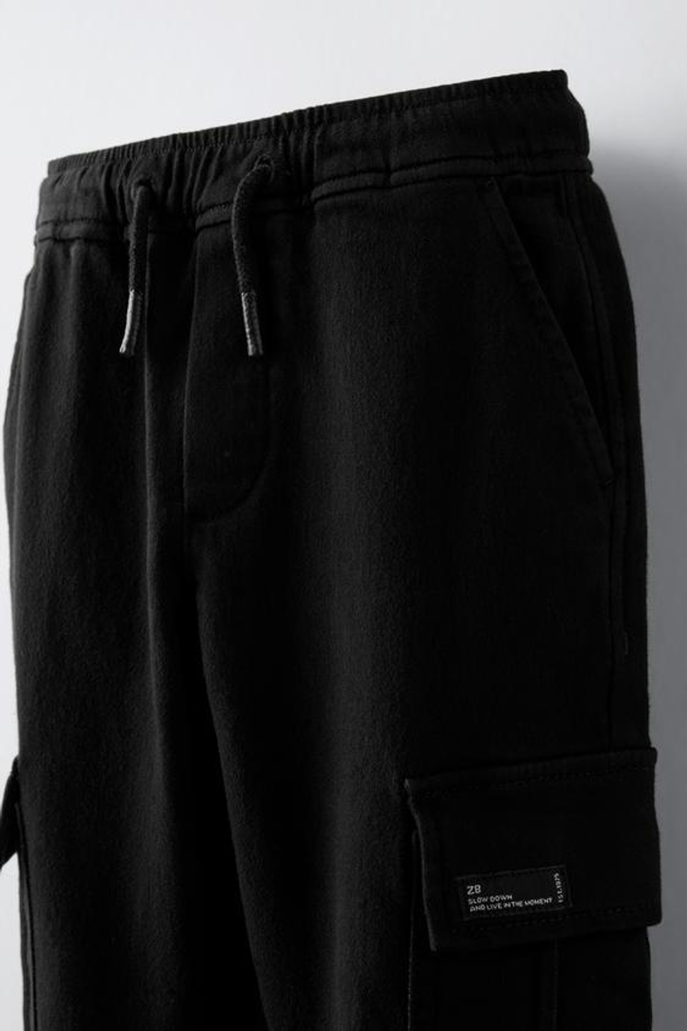 ZARA БРЮКИ КАРГО SOFT, ЧЕРНЫЙ