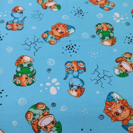 Футер 2х нитка начес Динозаврики на Тиффани