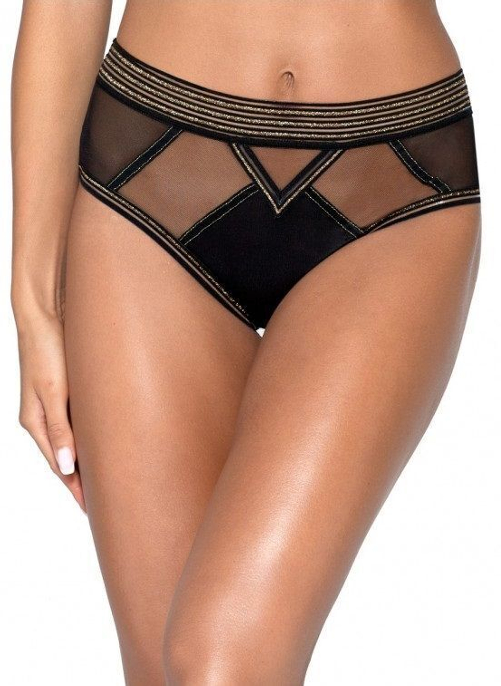 Трусики-слип Lou Lou со строчками люрекса (Размер: XXL) (Цвет: черный)