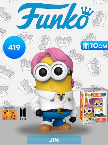 Фигурка Funko POP! Rocks BTS X Despicable Me 4 Jin (419) 85965 / Фигурка Фанко ПОП! в виде участника группы BTS, стилизованного под миньона, Jin