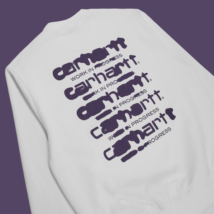 Толстовка мужская Carhartt WIP Ink Bleed Sweatshirt артикул:I032866_white_tyrian - купить в магазине Дайс