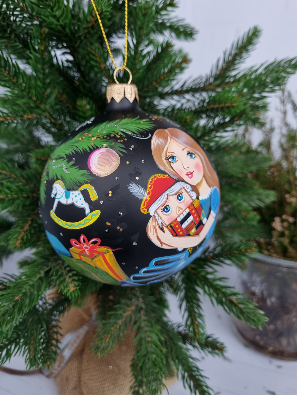 Шар стеклянный Щелкунчик,  ручная роспись