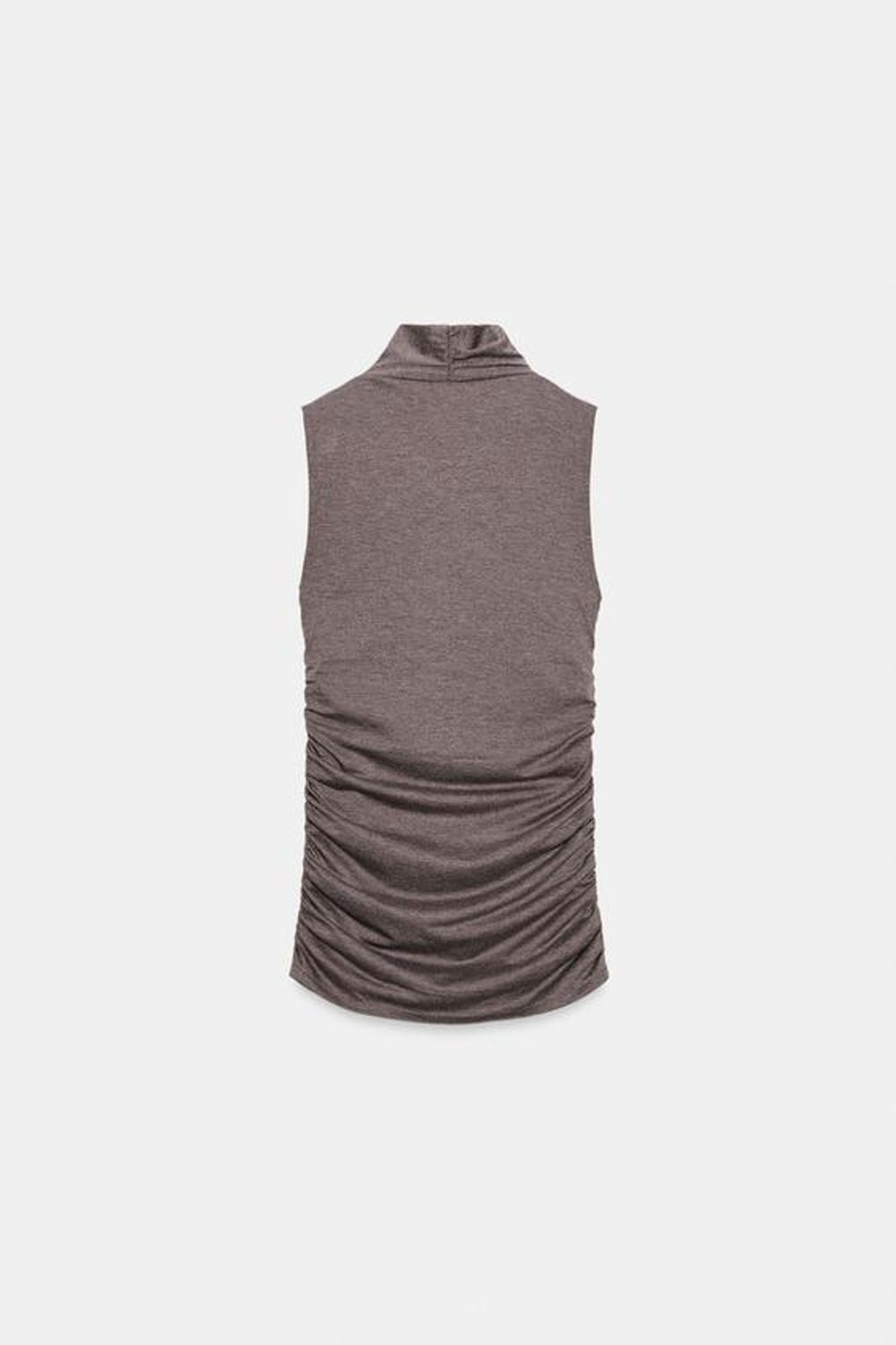 ZARA ТОП С ДРАПИРОВКОЙ И СБОРКАМИ, КОРИЧНЕВЫЙ МЕЛАНЖ