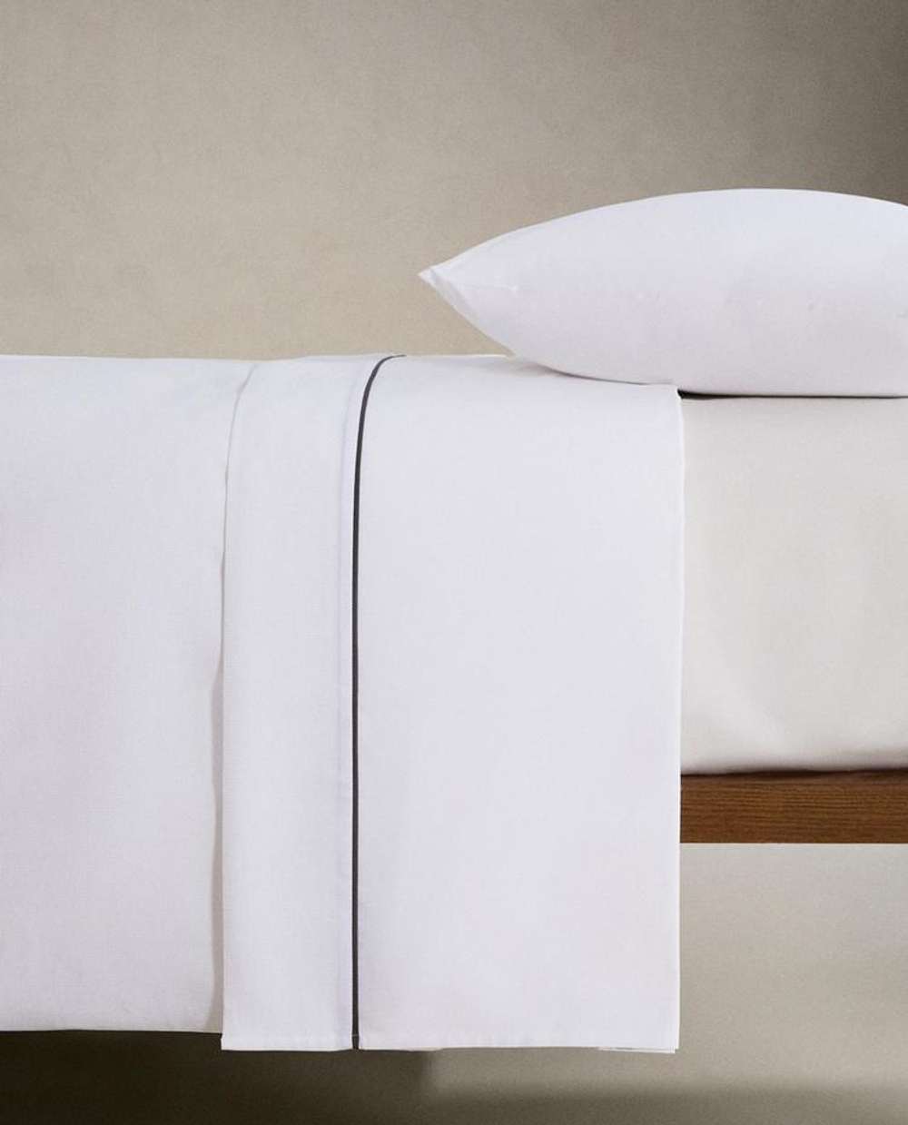 ZARA HOME ПОДОДЕЯЛЬНИК С КАЙМОЙ, СЕРЫЙ