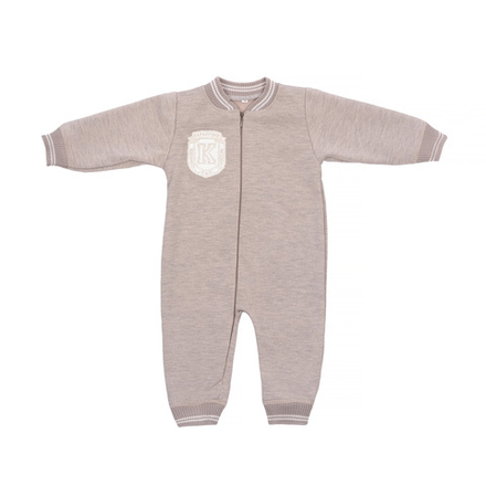 Комбинезон с начесом коричневый с нашивкой