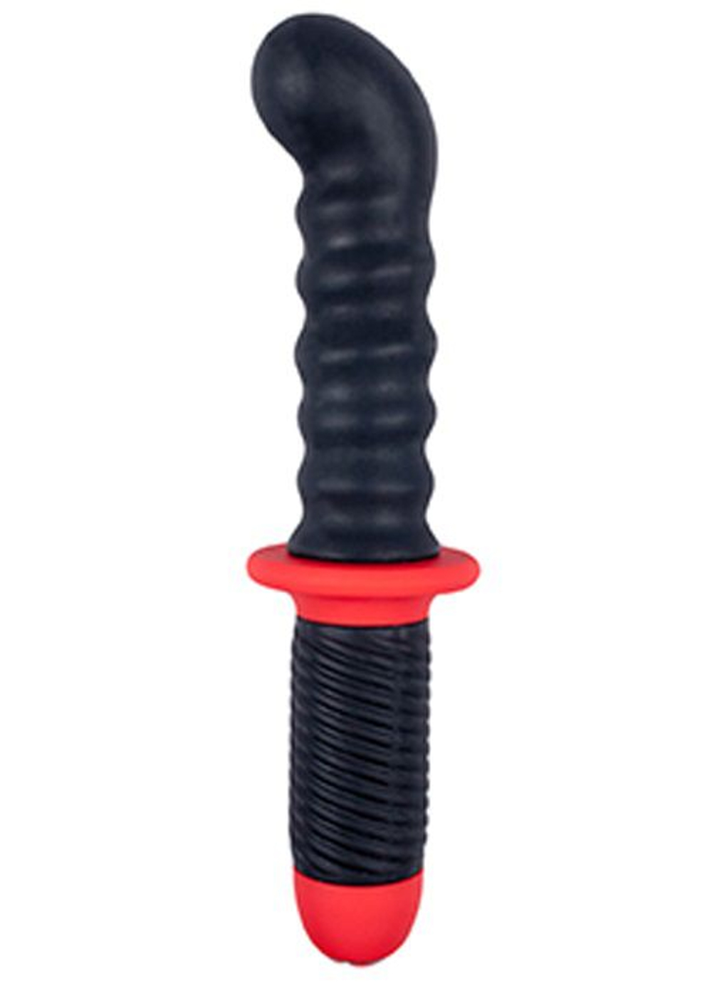 Ребристый двусторонний вибромассажер для анальной стимуляции MENZSTUFF BACK SWORD RIBBED - 27 см. (Цвет: черный с красным)