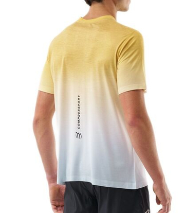 Мужская теннисная футболка Compressport Performance Short Sleeve - ceylon yellow/grey