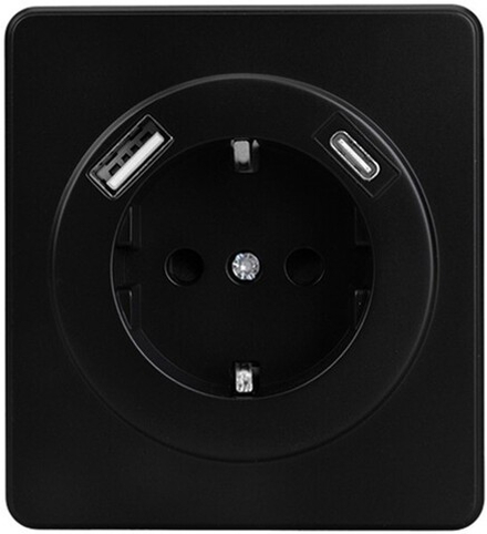Розетка с заземлением с 2 USB  KRANZ KR-78-0704-3