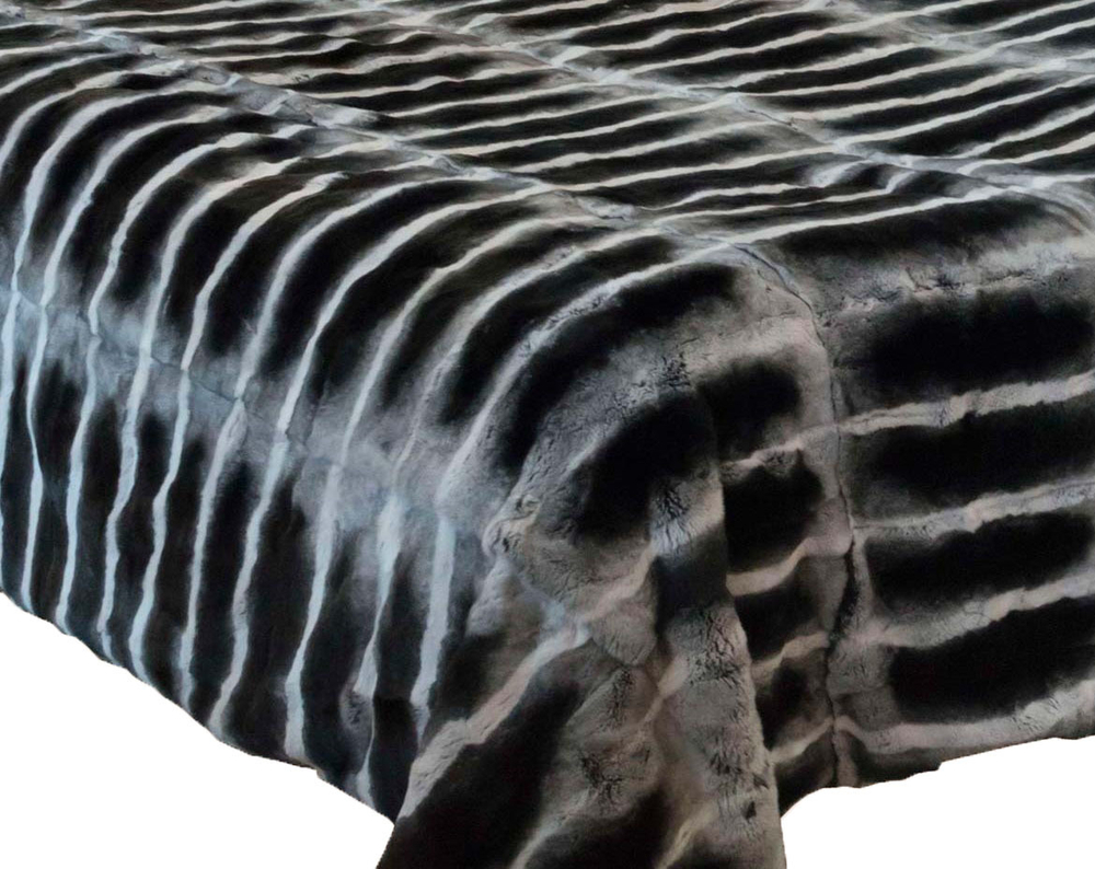 Покрывало меховое 240х260 Condorpelli Шиншилла рекс серо-черные полосы