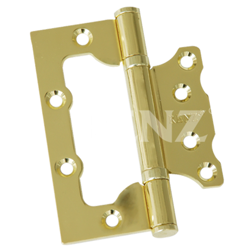[ТОВАРА НЕТ В НАЛИЧИИ] Петля накладная Ренц 100-2BB, цвет латунь блестящая (гарантия - 12 месяцев)