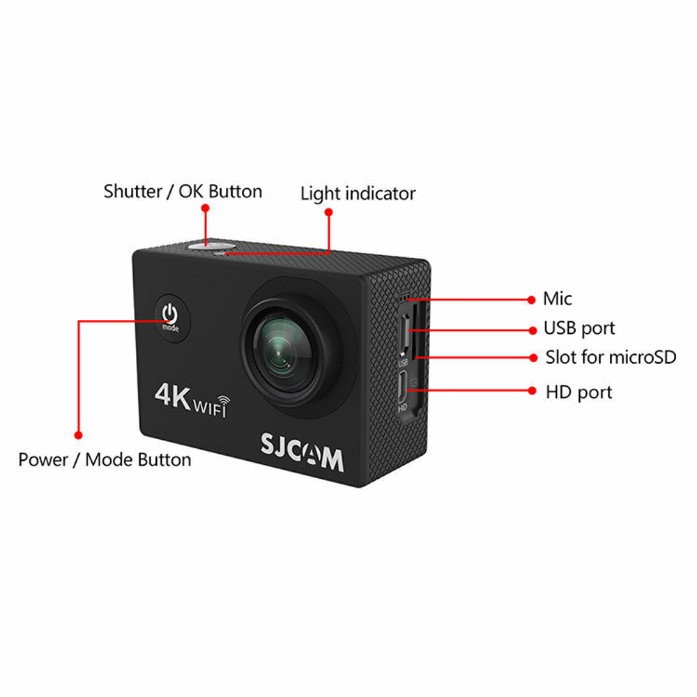 Экшн-камера SJCAM SJ4000 Air, 12МП, 900 мА·ч, черный