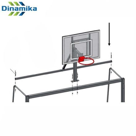 Ворота для гандбола/мини-футбола 3х2х1,3 м с трен б/б щитом фанера красный и кольцом (1 шт)