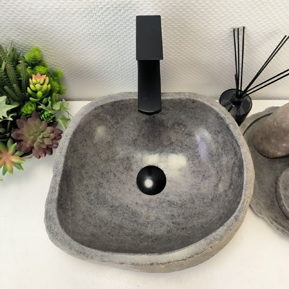Каменная раковина из речного камня RS-63567 (38*34*15) 0122