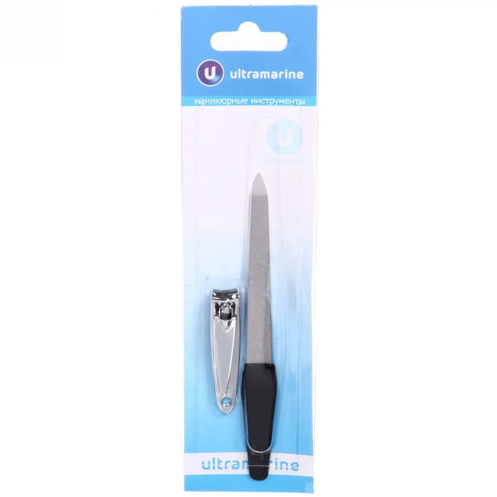 Маникюрный набор на блистере, 2 предмета «Ultramarine», (пилка металлическая 12,8см и кусачки 5,3см)✦