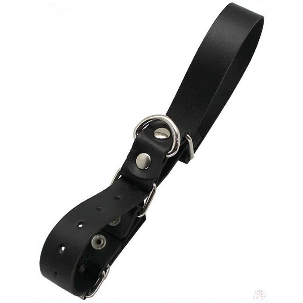 Ременные наручники с полукольцом (узкие) (Цвет: черный с серебряным)