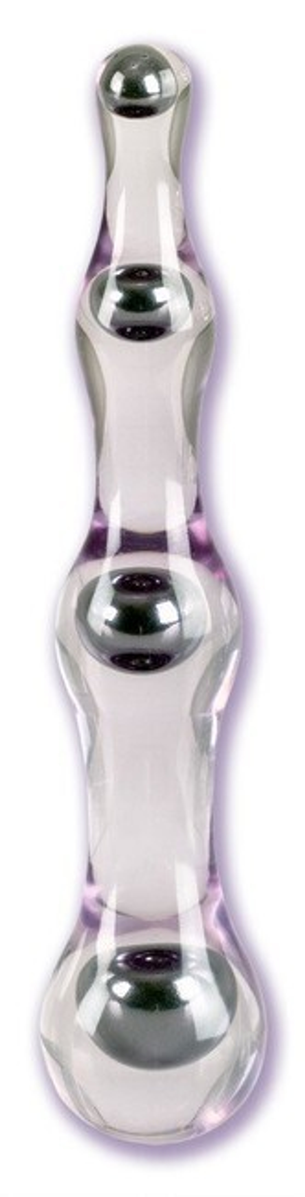 Рельефный анальный стимулятор Juno Basics (Цвет: прозрачный с серебряным)