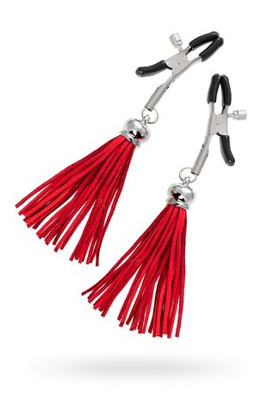 Зажимы на соски «Прищепки» с красными кисточками из замши (Цвет: красный)