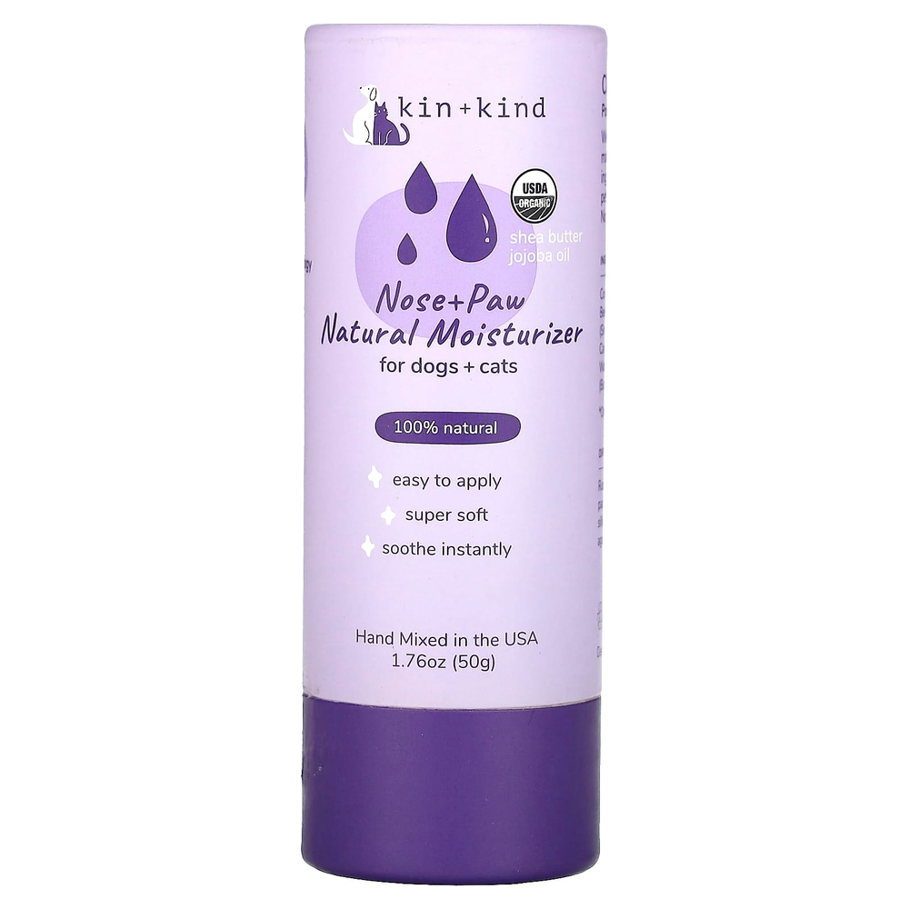 Kin+Kind, натуральное увлажняющее средство для носа и лап, для собак и кошек, 50 г (1,76 унции)