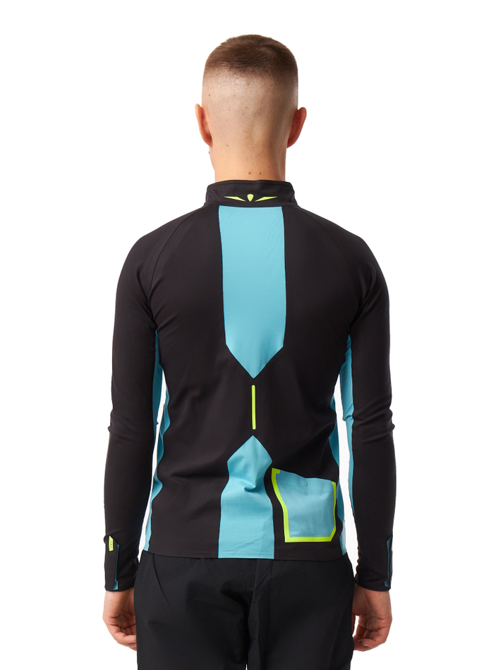 ЛОНГСЛИВ УТЕПЛЕННЫЙ МУЖСКОЙ 3/4 ZIP BRUSH | BLACK/SKYBLUE