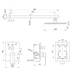 Душевая система 35к ПРОФСАН ПСМ-CB-02 лейка "Тропический душ квадрат " встраиваемая, ХРОМ