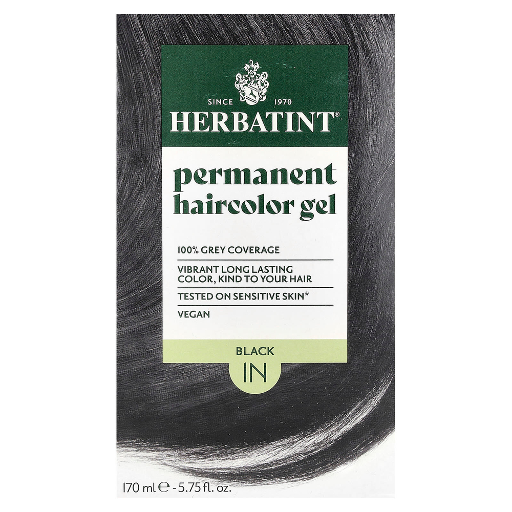 Herbatint, перманентная гель-краска для волос, 1N, черный, 135 мл (4,56 жидк. унции)