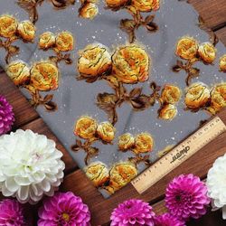 Ткань ниагара золотые пионы