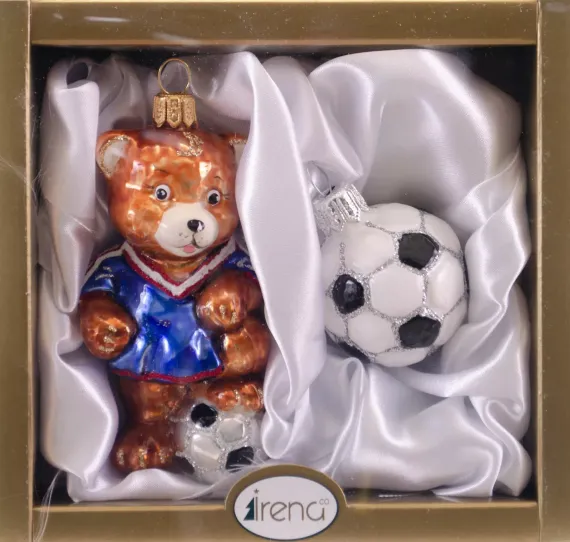 Набор украшений Медвежонок футболист 2 шт., стекло, Витус (62183)