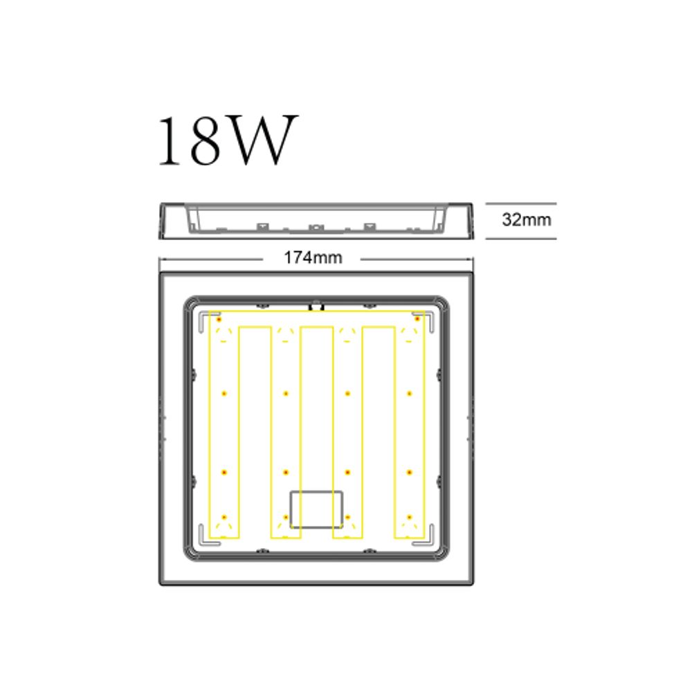 Светильник светодиодный ЭРА LED 20-18-6K накладной квадратный 18Вт 6500К | Downlight