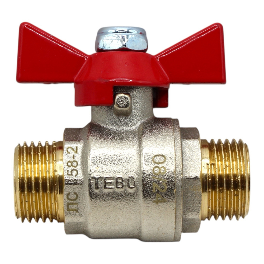 Кран шаровой TEBO 1/2" наружная-наружная (бабочка)
