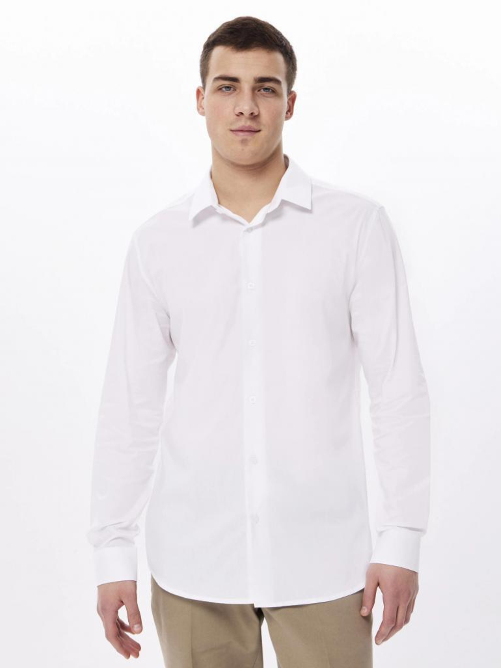 Сорочка GREG Super Slim fit 100/238/WH/SZR STRETCH "Однотон"