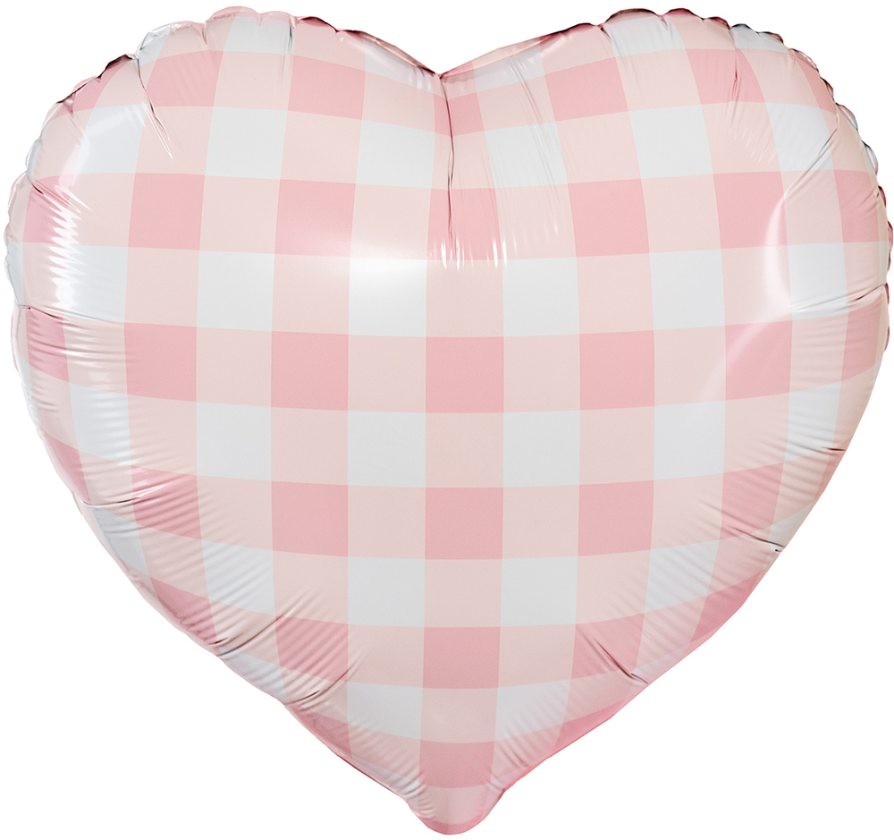 Сердце с принтом "Розовое в белую клеточку"