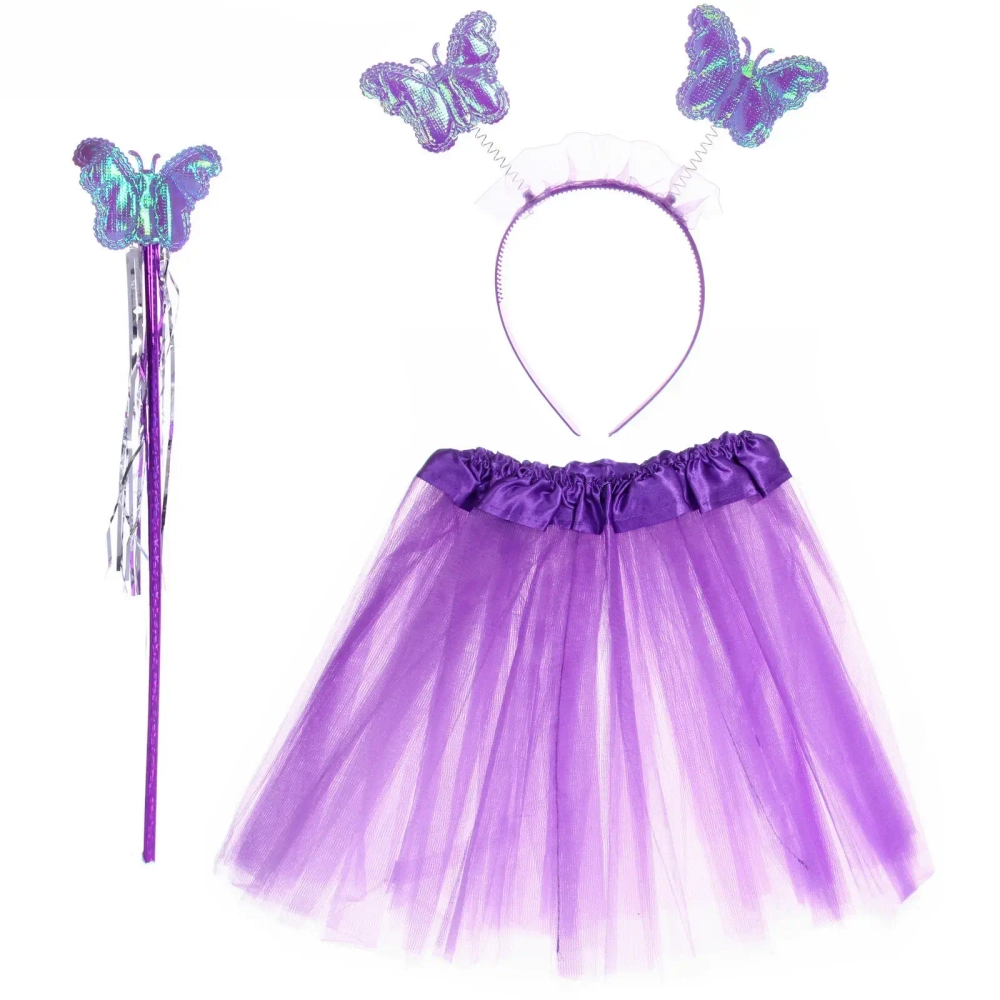 Карнавальный костюм «Волшебство» (юбка, ободок, волшебная палочка), Сиреневый
