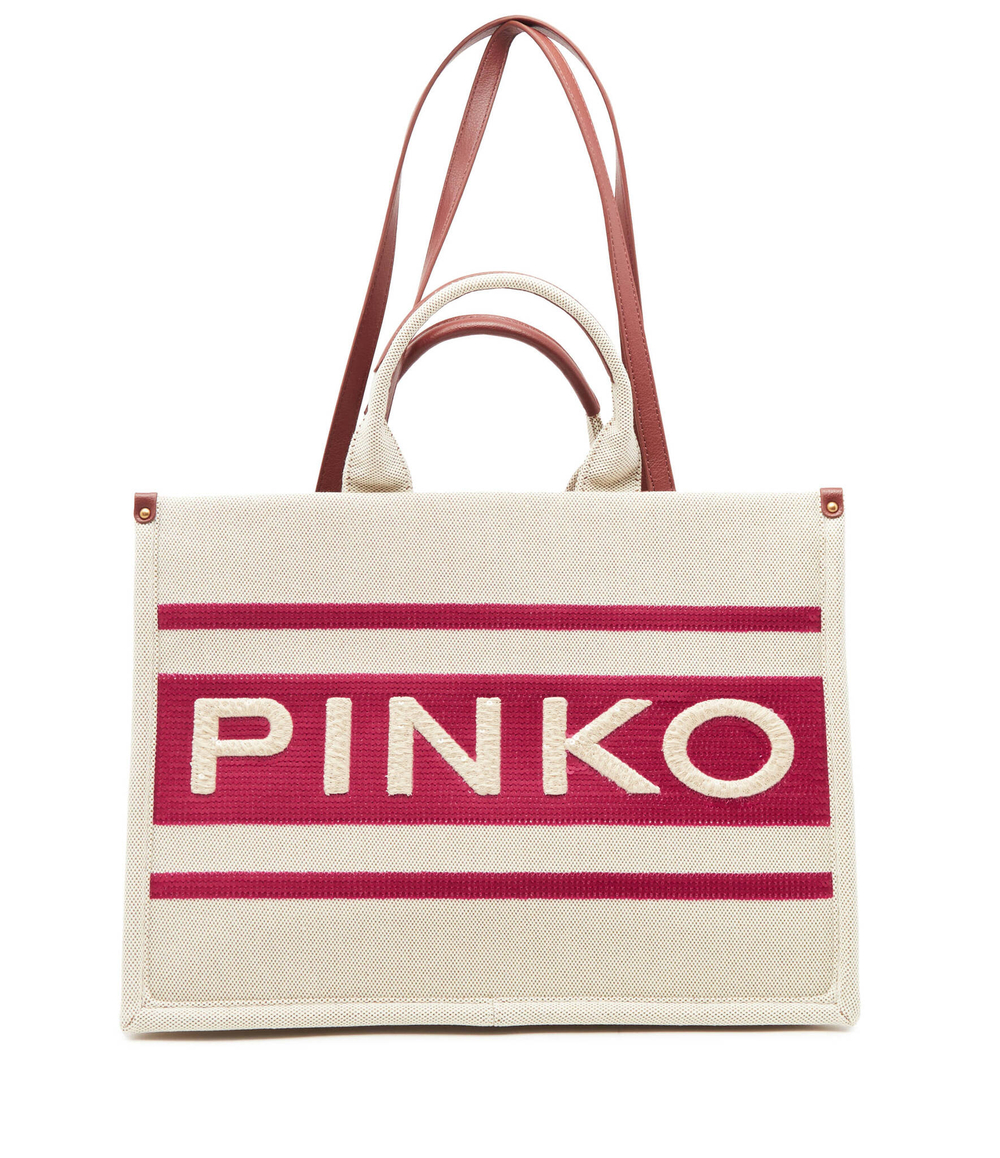 Сумка через плечо SHOPPER CANVAS RICICLATO + STA Pinko - кремовый(101964 A17K)