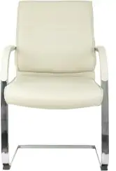 Кресло Бюрократ T-8010-LOW-V слоновая кость эко.кожа низк.спин. полозья металл хром