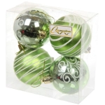 Новогодние шары 6 см (набор 4 шт) «Снежная дымка», Салатовый