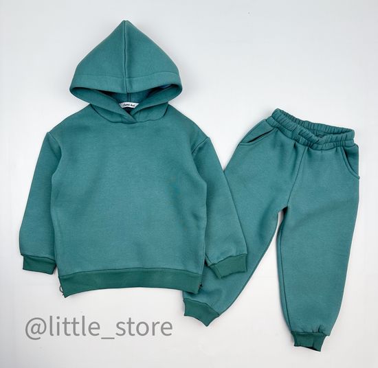 Комплект из футера с начесом, Шалфей