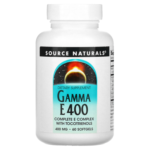 Source Naturals, Gamma E 400, полный комплекс витаминов группы E с токотриенолами, 400 мг, 60 капсул