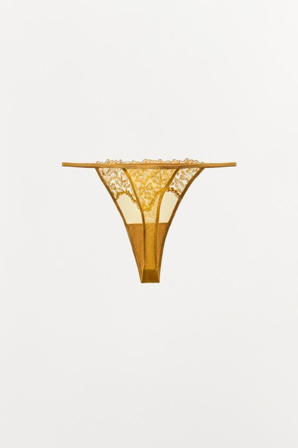 ZARA ТРУСЫ-ТАНГА ИЗ СЕТЧАТОЙ ТКАНИ С КРУЖЕВОМ, ЖЕЛТЫЙ