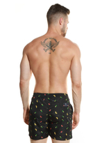 Мужские пляжные шорты с принтом в виде фруктов (Размер: XL) (Цвет: черный)