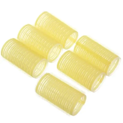 Бигуди липучки, 6шт., однотонные, цвет светло желтый, d-3см