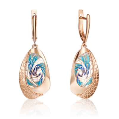 Серьги с английским замком из красного золота c эмалью Артикул: 02-4071-00-000-1110-59