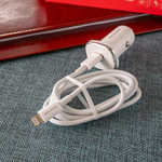 Автомобильный адаптер на USB белый, кабельType-C to Lightning, Borofone BZ12B, 3A, QC3.0, 012351