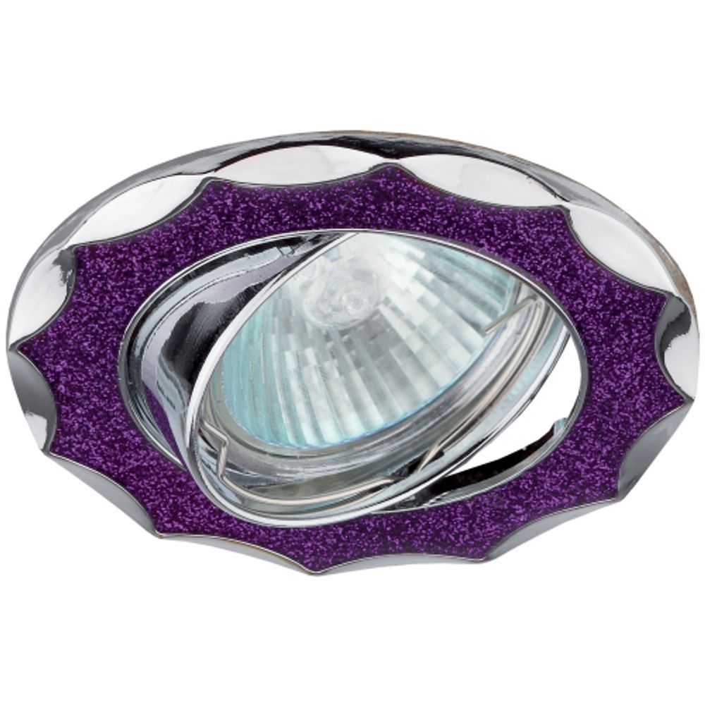 Светильник ЭРА DK17 CH/SH PU декор звезда со стеклянной крошкой MR16,12V/220V, 50W, хром/фиолетов | Декоративные встраиваемые светильники