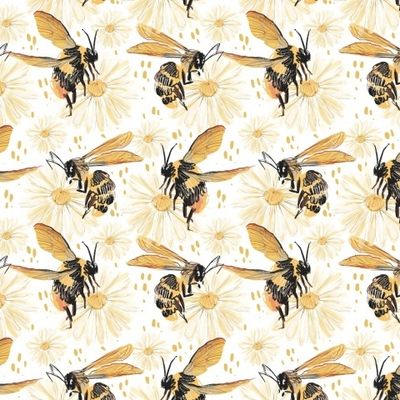 Пчёлы и ромашки медового цвета