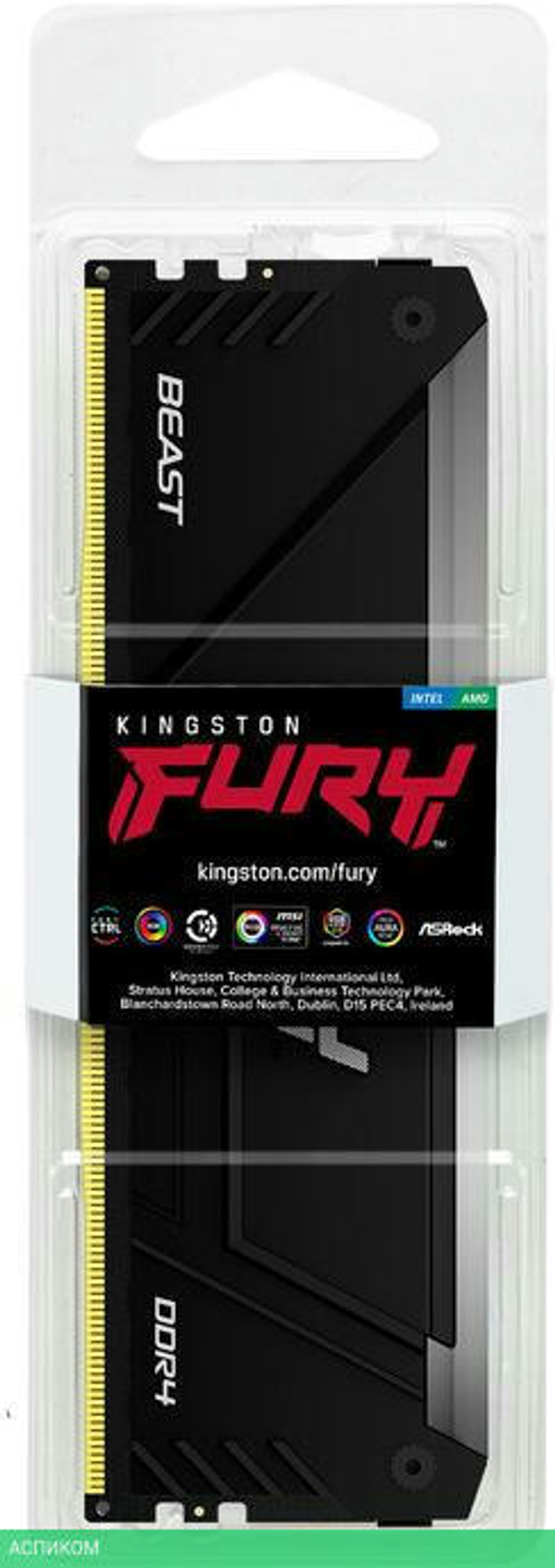 Оперативная память Kingston Fury Beast Black RGB XMP 16GB DDR4 (KF432C16BB2A/16)