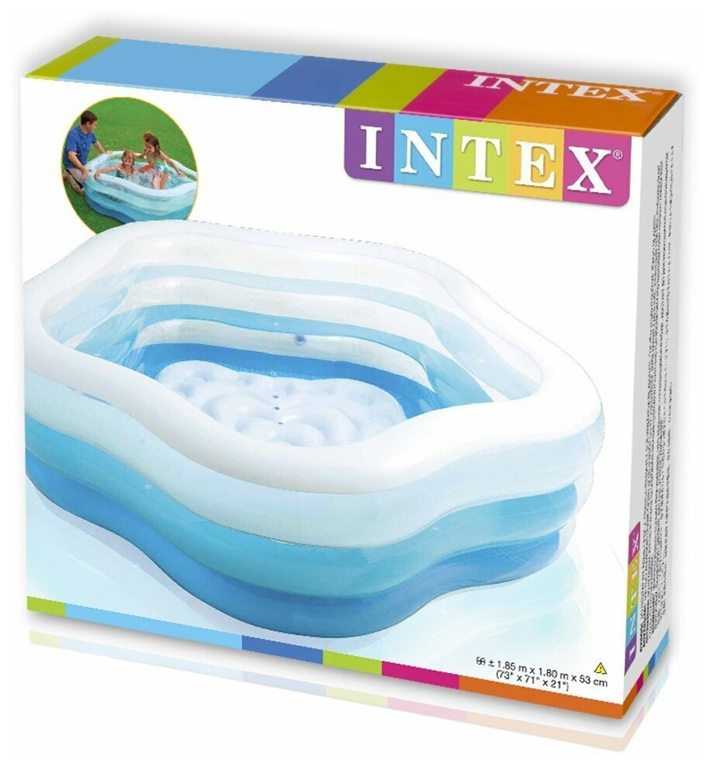 Бассейн надувной Intex 56495 Sea Shell 185х180х53 см / Пятиугольный бассейн Морская Звезда Интекс с надувным дном для дачи и отдыха