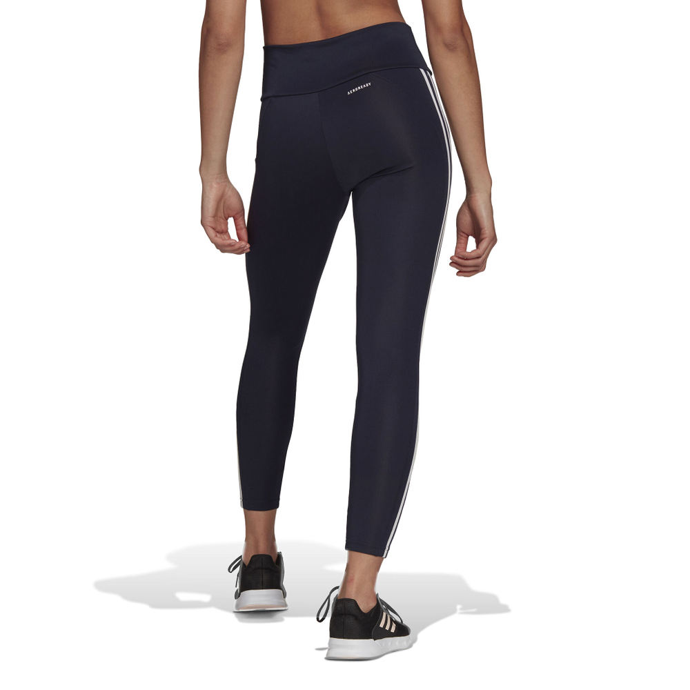 Женские теннисные брюки adidas Designed To Move High-Rise 3-Stripes 7/8 Sport Tight Women - Blue, White