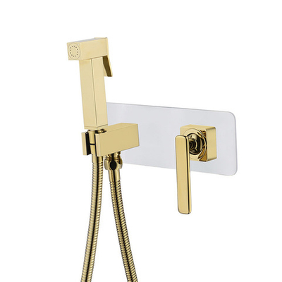 смеситель биде LEMARK Mista с гиг.душем, встраиваемый, белый/золото LM6419WG
